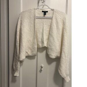 Forever 21 cropped sweater shrug off white size small